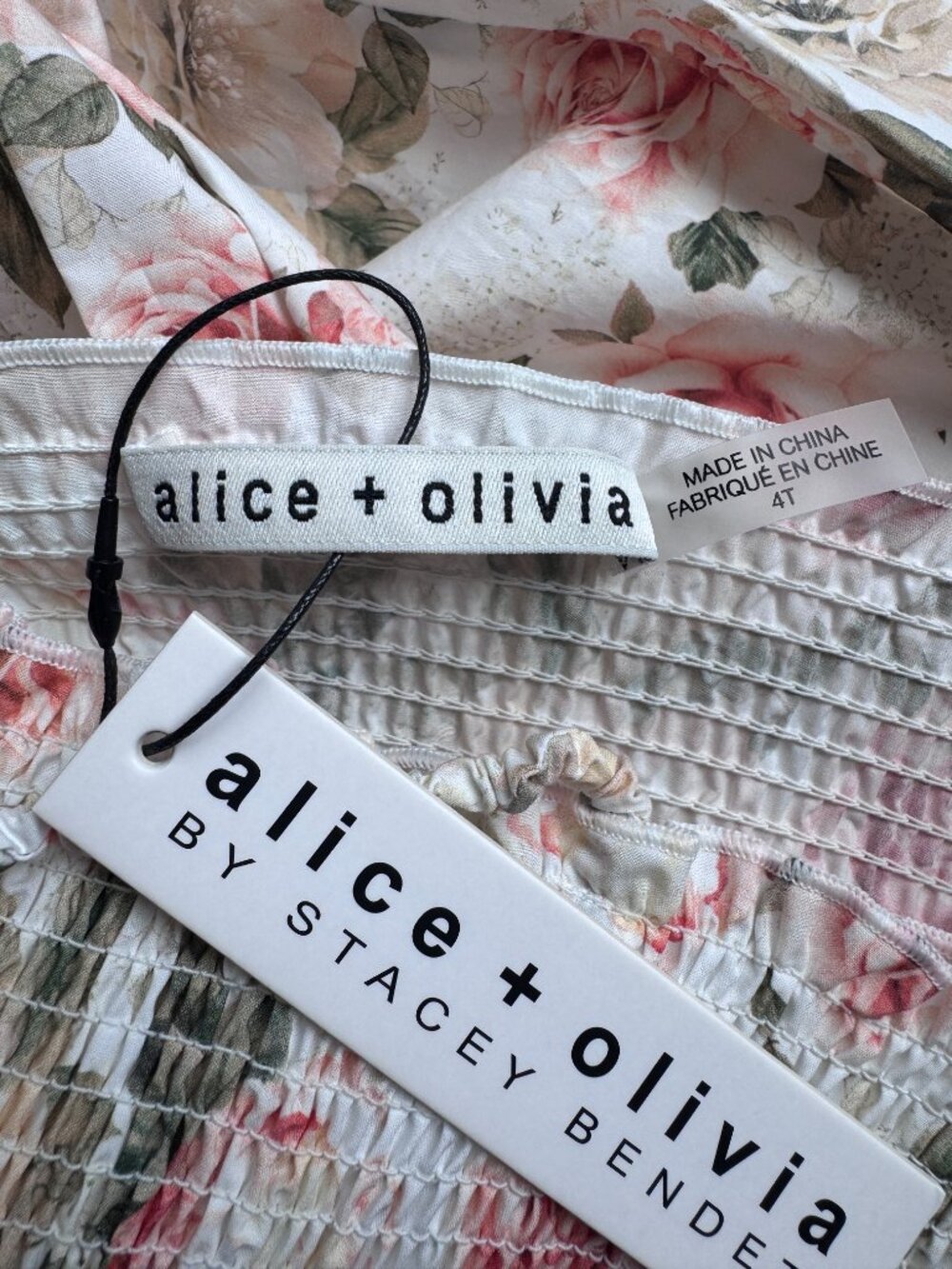 NWT Alice + Olivia Girls Floral Smocked Dress Size 4T - Picture 3 of 8